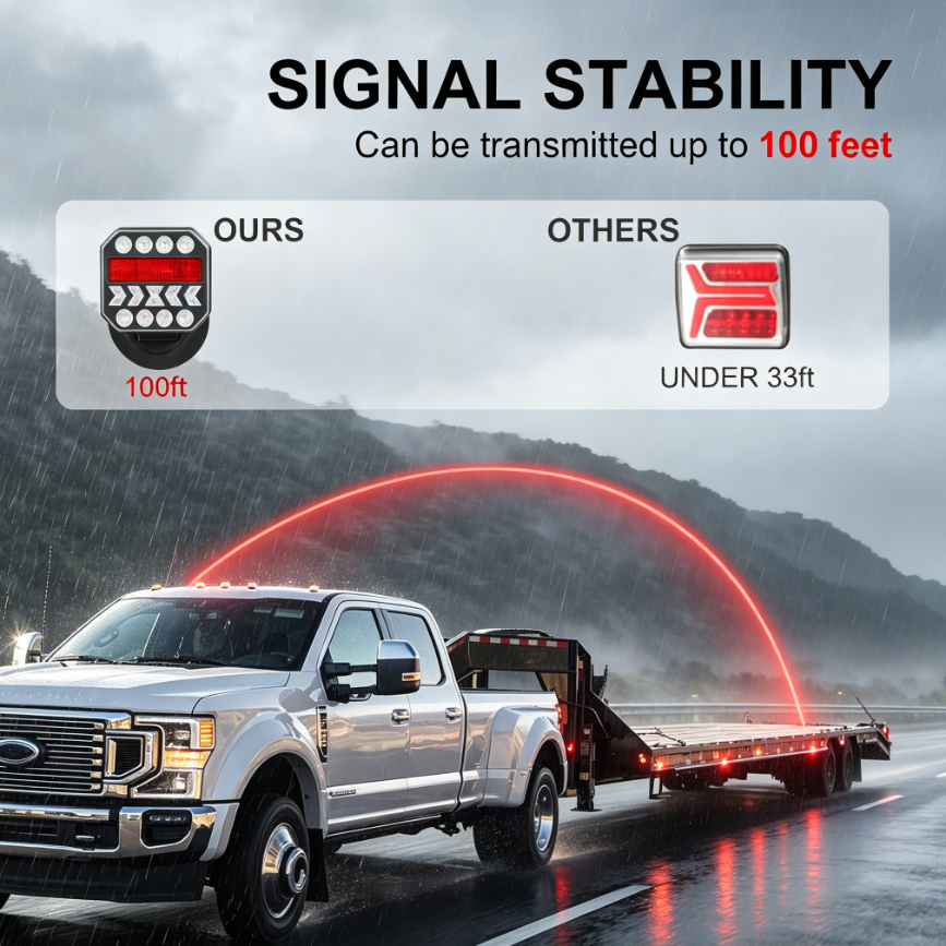 Wireless Magnetic Trailer Tail Light Kit – Rechargeable Portable LED Lights for Trucks, Trailers & Boats