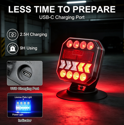 Wireless Magnetic Trailer Tail Light Kit – Rechargeable Portable LED Lights for Trucks, Trailers & Boats