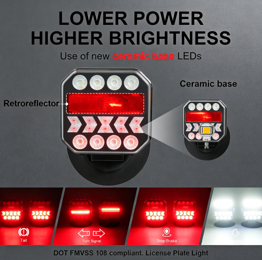 Wireless Magnetic Trailer Tail Light Kit – Rechargeable Portable LED Lights for Trucks, Trailers & Boats