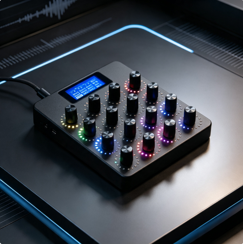 The Fluid-Touch MIDI Commander – 16 Silent Encoders, Infinite Expression 🌀